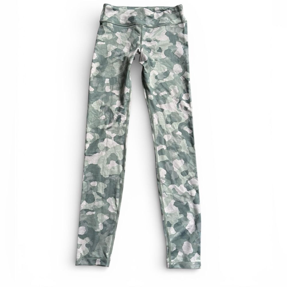 NWT New ATHLETA Girls High Rise Chit Chat Legging Olive Green Camouflage XL 14